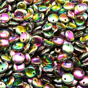 50ks České skleněné mačkané korálky čočka 6mm čirá/ vitrail polopokov