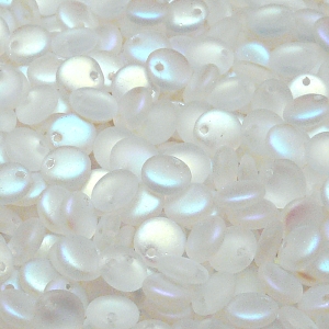 50ks České skleněné mačkané korálky čočka 6mm čirá/ AB polopokov mat
