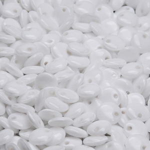 50ks České skleněné mačkané korálky čočka 6mm bílá