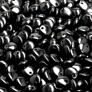 50ks České skleněné mačkané korálky čočka 6mm černá