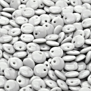 50ks České skleněné mačkané korálky čočka 6mm sytá světle šedá