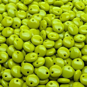 50ks České skleněné mačkané korálky čočka 6mm sytá olivově zelená