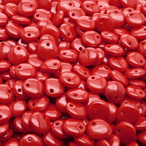 50ks České skleněné mačkané korálky čočka 6mm červený korál