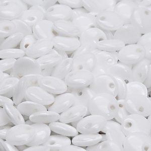 40ks České skleněné mačkané korálky čočka 8mm bílá