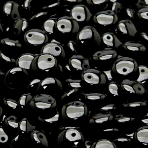 40ks České skleněné mačkané korálky čočka 8mm černá