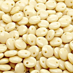 40ks České skleněné mačkané korálky čočka 8mm sytá béžová