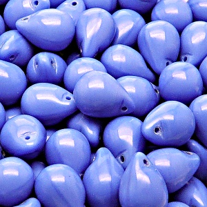 10ks České skleněné mačkané korálky kapky 10x14mm sytá mořská modrá