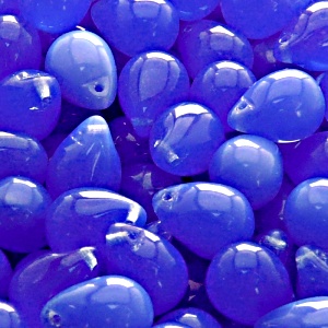 10ks České skleněné mačkané korálky kapky 10x14mm safírový opál