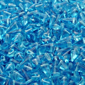 50ks České skleněné mačkané korálky trny 5x8mm světlá akva