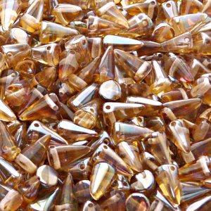 50ks České skleněné mačkané korálky trny 5x8mm rozalín/ celsian polopokov