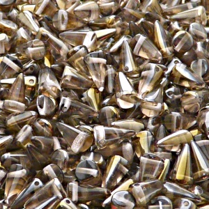 50ks České skleněné mačkané korálky trny 5x8mm rozalín/ valentinit polopokov