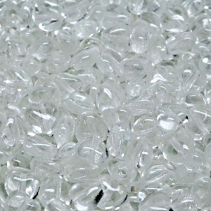 50ks České skleněné mačkané korálky srdíčko 6mm čirá