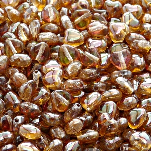 50ks České skleněné mačkané korálky srdíčko 6mm čirá/ venus polopokov