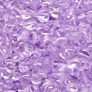 50ks České skleněné mačkané korálky srdíčko 6mm růžový alexandrit