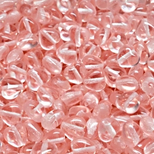 50ks České skleněné mačkané korálky srdíčko 6mm rozalín