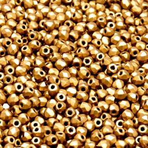 100ks České skleněné broušené ohňovky kulička 3mm čirá/ bronz zlatý matný