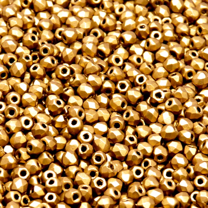 100ks České skleněné broušené ohňovky kulička 3mm čirá/ bronz zlatý matný