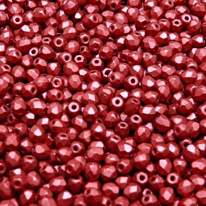 100ks České skleněné broušené ohňovky kulička 3mm čirá/ bronz lava red matný