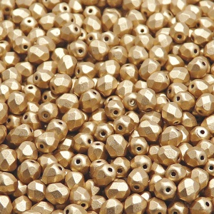 100ks České skleněné broušené ohňovky kulička 4mm čirá/ bronz světle zlatý matný