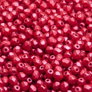 100ks České skleněné broušené ohňovky kulička 4mm čirá/ bronz lava red matný