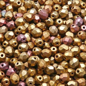 80ks České skleněné broušené ohňovky kulička 5mm čirá/ bronz zlatý duhový matný