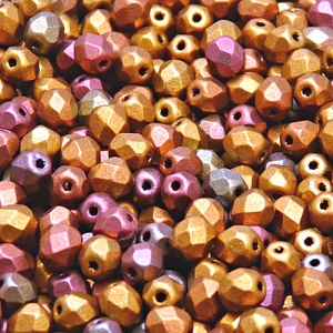 80ks České skleněné broušené ohňovky kulička 5mm čirá/ bronz fialový duhový matný