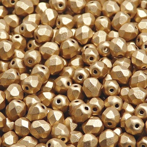 80ks České skleněné broušené ohňovky kulička 5mm čirá/ bronz světle zlatý matný