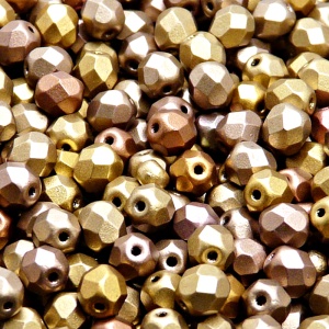 50ks České skleněné broušené ohňovky kulička 6mm čirá/ bronz zlatý duhový matný