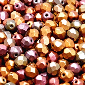 50ks České skleněné broušené ohňovky kulička 6mm čirá/ bronz fialový duhový matný