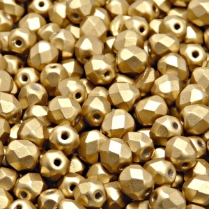 50ks České skleněné broušené ohňovky kulička 6mm čirá/ bronz světle zlatý matný