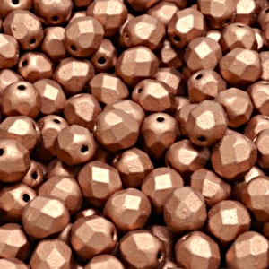 50ks České skleněné broušené ohňovky kulička 6mm čirá/ bronz měděný matný