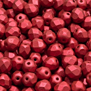 50ks České skleněné broušené ohňovky kulička 6mm čirá/ bronz lava red matný
