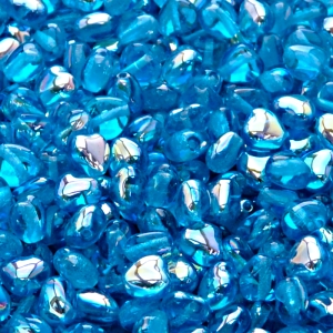 50ks České skleněné mačkané korálky srdíčko 6mm akva/ AB polopokov