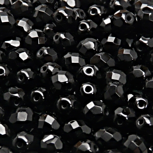 25ks České skleněné broušené ohňovky kulička 8mm černá