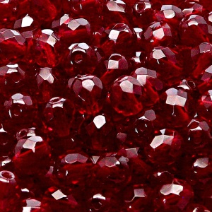 25ks České skleněné broušené ohňovky kulička 8mm granát