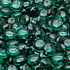 40ks České skleněné mačkané korálky čočka 8mm emerald