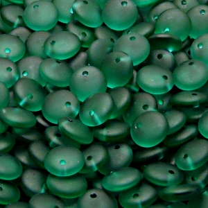 40ks České skleněné mačkané korálky čočka 8mm emerald mat