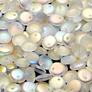 40ks České skleněné mačkané korálky čočka 8mm čirá/ AB polopokov mat