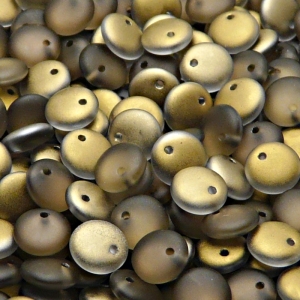 40ks České skleněné mačkané korálky čočka 8mm čirá/ valentinit polopokov mat