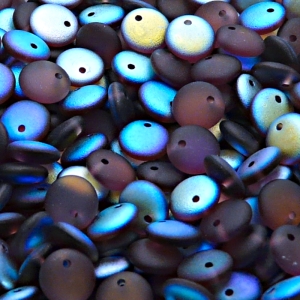 40ks České skleněné mačkané korálky čočka 8mm ametyst/ AB polopokov mat