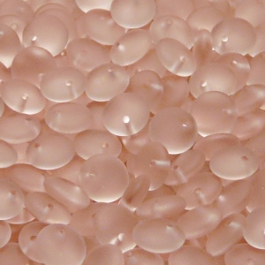 40ks České skleněné mačkané korálky čočka 8mm rozalín mat