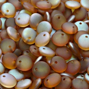 40ks České skleněné mačkané korálky čočka 8mm rozalín/ celsian polopokov mat