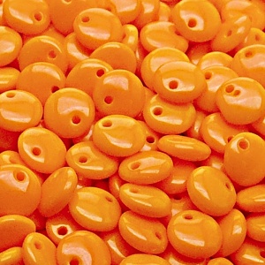 40ks České skleněné mačkané korálky čočka 8mm sytá oranžová