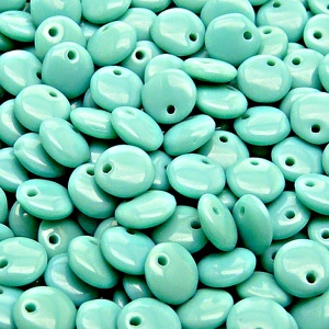 40ks České skleněné mačkané korálky čočka 8mm zelený tyrkys