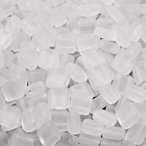 40ks České skleněné mačkané dvoudírkové korálky tila 6mm čirá mat