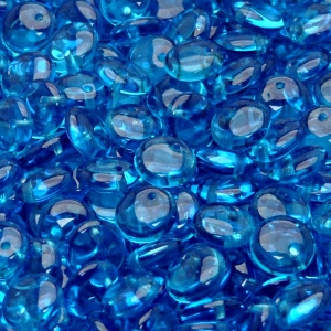 40ks České skleněné mačkané korálky čočka 8mm akva