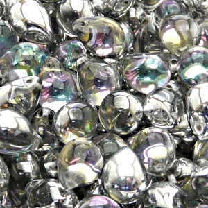 10ks České skleněné mačkané korálky kapky 10x14mm čirá/ vitrail light polopokov