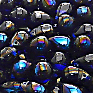 10ks České skleněné mačkané korálky kapky 10x14mm modrý kobalt/ azuro polopokov