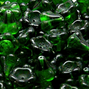 10ks České skleněné mačkané korálky zvonečky 11x13mm chrysolit