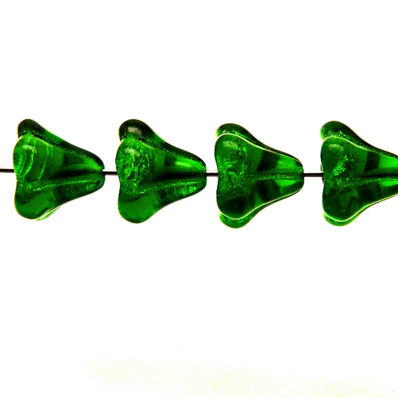 10ks České skleněné mačkané korálky zvonečky 11x13mm chrysolit